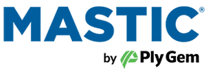 Mastic by Ply Gem logo in blue with registered trademark symbol